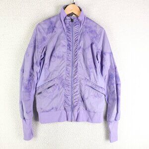 Lululemon Jacket Womens 8 Pruple Marble Full Zip Ruffle Athletic Performance